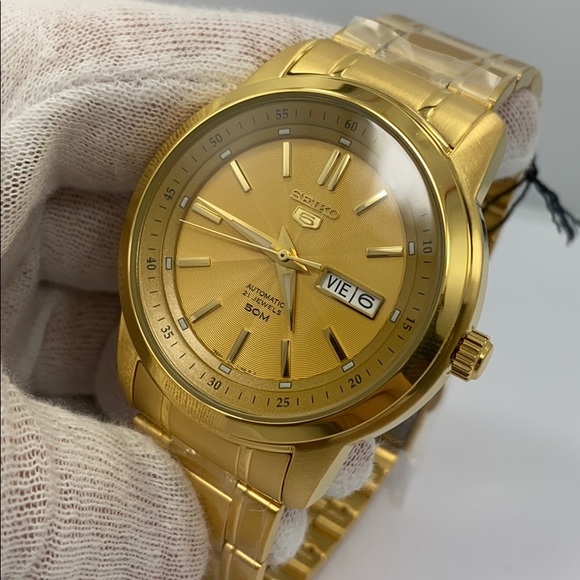 Seiko gold tone automatic SNKM94KS watch - Picture 2 of 7